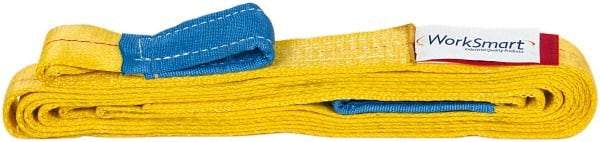 Value Collection - 12' Long x 2" Wide, 3,200 Lb Vertical Capacity, 1 Ply, Polyester Web Sling - 2,500 Lb Choker Capacity, with Eye & Eye (Twisted) - Apex Tool & Supply