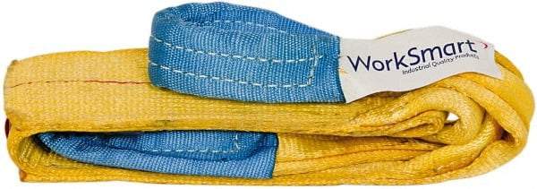 Value Collection - 4' Long x 3" Wide, 4,800 Lb Vertical Capacity, 1 Ply, Polyester Web Sling - 3,800 Lb Choker Capacity, with Eye & Eye (Twisted) - Apex Tool & Supply