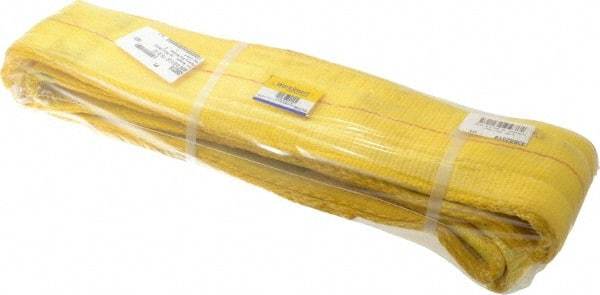 Value Collection - 8' Long x 4" Wide, 11,500 Lb Vertical Capacity, 2 Ply, Polyester Web Sling - 9,200 Lb Choker Capacity, with Eye & Eye (Flat) - Apex Tool & Supply