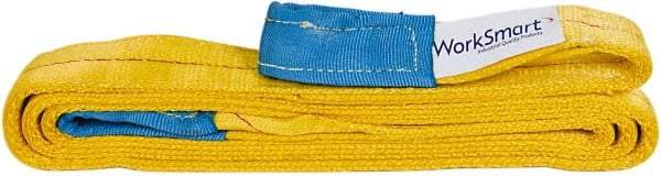 Value Collection - 10' Long x 4" Wide, 11,500 Lb Vertical Capacity, 2 Ply, Polyester Web Sling - 9,200 Lb Choker Capacity, with Eye & Eye (Flat) - Apex Tool & Supply