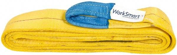 Value Collection - 12' Long x 4" Wide, 11,500 Lb Vertical Capacity, 2 Ply, Polyester Web Sling - 9,200 Lb Choker Capacity, with Eye & Eye (Flat) - Apex Tool & Supply