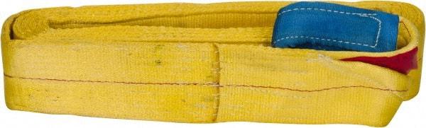 Value Collection - 20' Long x 4" Wide, 11,500 Lb Vertical Capacity, 2 Ply, Polyester Web Sling - 9,200 Lb Choker Capacity, with Eye & Eye (Flat) - Apex Tool & Supply