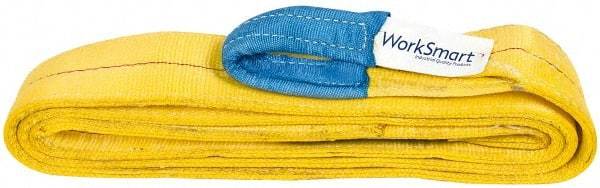 Value Collection - 12' Long x 3" Wide, 8,600 Lb Vertical Capacity, 2 Ply, Polyester Web Sling - 6,900 Lb Choker Capacity, with Eye & Eye (Twisted) - Apex Tool & Supply