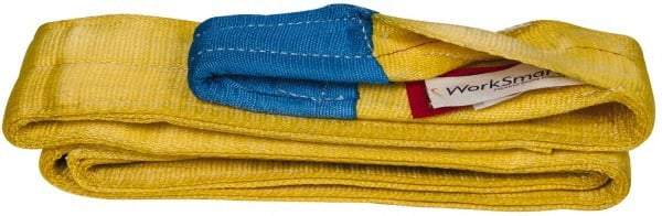 Value Collection - 10' Long x 4" Wide, 11,500 Lb Vertical Capacity, 2 Ply, Polyester Web Sling - 9,200 Lb Choker Capacity, Yellow, with Eye & Eye (Twisted) - Apex Tool & Supply