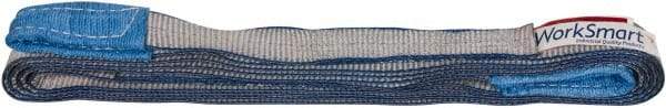 Value Collection - 14' Long x 1" Wide, 1,600 Lb Vertical Capacity, 1 Ply, Polyester Web Sling - 1,250 Lb Choker Capacity, with Eye & Eye (Flat) - Apex Tool & Supply