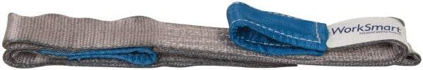 Value Collection - 6' Long x 2" Wide, 3,200 Lb Vertical Capacity, 1 Ply, Polyester Web Sling - 2,500 Lb Choker Capacity, Silver (Color), with Eye & Eye (Flat) - Apex Tool & Supply