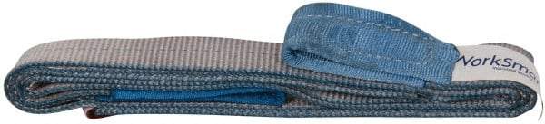 Value Collection - 8' Long x 2" Wide, 3,200 Lb Vertical Capacity, 1 Ply, Polyester Web Sling - 2,500 Lb Choker Capacity, Silver (Color), with Eye & Eye (Flat) - Apex Tool & Supply