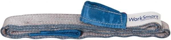 Value Collection - 10' Long x 2" Wide, 3,200 Lb Vertical Capacity, 1 Ply, Polyester Web Sling - 2,500 Lb Choker Capacity, Silver (Color), with Eye & Eye (Flat) - Apex Tool & Supply