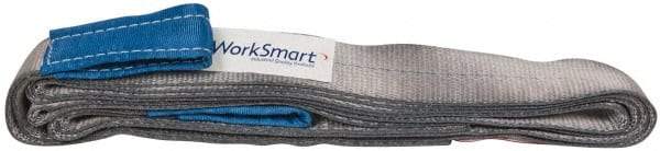 Value Collection - 14' Long x 2" Wide, 3,200 Lb Vertical Capacity, 1 Ply, Polyester Web Sling - 2,500 Lb Choker Capacity, Silver (Color), with Eye & Eye (Flat) - Apex Tool & Supply