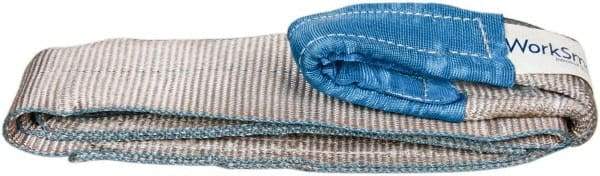 Value Collection - 5' Long x 3" Wide, 4,800 Lb Vertical Capacity, 1 Ply, Polyester Web Sling - 3,800 Lb Choker Capacity, with Eye & Eye (Flat) - Apex Tool & Supply