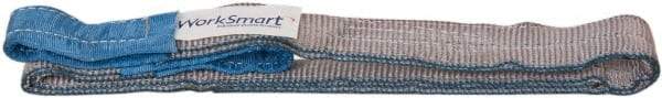 Value Collection - 4' Long x 2" Wide, 6,400 Lb Vertical Capacity, 2 Ply, Polyester Web Sling - 5,000 Lb Choker Capacity, Silver (Color), with Eye & Eye (Flat) - Apex Tool & Supply