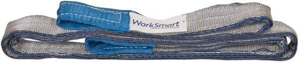 Value Collection - 9' Long x 2" Wide, 6,400 Lb Vertical Capacity, 2 Ply, Polyester Web Sling - 5,000 Lb Choker Capacity, Silver (Color), with Eye & Eye (Flat) - Apex Tool & Supply