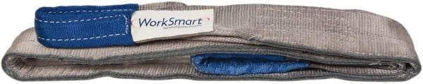 Value Collection - 6' Long x 3" Wide, 8,600 Lb Vertical Capacity, 2 Ply, Polyester Web Sling - 6,900 Lb Choker Capacity, Silver (Color), with Eye & Eye (Flat) - Apex Tool & Supply