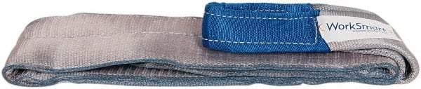 Value Collection - 6' Long x 4" Wide, 11,500 Lb Vertical Capacity, 2 Ply, Polyester Web Sling - 9,200 Lb Choker Capacity, Silver (Color), with Eye & Eye (Flat) - Apex Tool & Supply