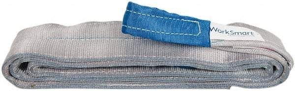 Value Collection - 10' Long x 4" Wide, 11,500 Lb Vertical Capacity, 2 Ply, Polyester Web Sling - 9,200 Lb Choker Capacity, Silver (Color), with Eye & Eye (Flat) - Apex Tool & Supply