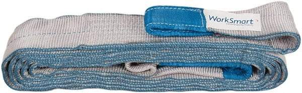 Value Collection - 18' Long x 4" Wide, 11,500 Lb Vertical Capacity, 2 Ply, Polyester Web Sling - 9,200 Lb Choker Capacity, Silver (Color), with Eye & Eye (Flat) - Apex Tool & Supply