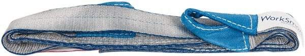 Value Collection - 6' Long x 2" Wide, 3,200 Lb Vertical Capacity, 1 Ply, Polyester Web Sling - 2,500 Lb Choker Capacity, Silver (Color), with Eye & Eye (Twisted) - Apex Tool & Supply