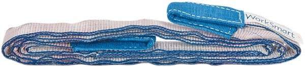 Value Collection - 8' Long x 1" Wide, 3,200 Lb Vertical Capacity, 2 Ply, Polyester Web Sling - 2,500 Lb Choker Capacity, Silver (Color), with Eye & Eye (Twisted) - Apex Tool & Supply