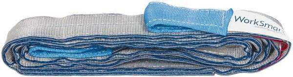Value Collection - 10' Long x 2" Wide, 6,400 Lb Vertical Capacity, 2 Ply, Polyester Web Sling - 5,000 Lb Choker Capacity, Silver (Color), with Eye & Eye (Twisted) - Apex Tool & Supply