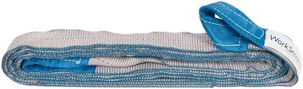 Value Collection - 12' Long x 2" Wide, 6,400 Lb Vertical Capacity, 2 Ply, Polyester Web Sling - 5,000 Lb Choker Capacity, with Eye & Eye (Twisted) - Apex Tool & Supply