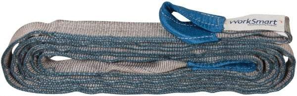 Value Collection - 20' Long x 2" Wide, 6,400 Lb Vertical Capacity, 2 Ply, Polyester Web Sling - 5,000 Lb Choker Capacity, Silver (Color), with Eye & Eye (Twisted) - Apex Tool & Supply