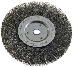 Weiler - 6" OD, 2" Arbor Hole, Crimped Steel Wheel Brush - 1" Face Width, 1-1/8" Trim Length, 0.008" Filament Diam, 6,000 RPM - Apex Tool & Supply