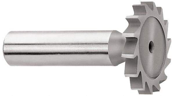 Whitney Tool Co. - 1-1/4" Diam x 1/8" Face Width, Cobalt, 18 Teeth, Shank Connection Woodruff Keyseat Cutter - Uncoated, 2-1/8" OAL x 1/2" Shank, Straight Teeth - Apex Tool & Supply