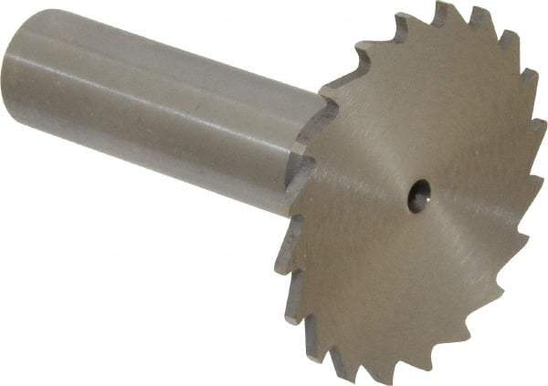Whitney Tool Co. - 1-1/2" Diam x 1/16" Face Width, Cobalt, 20 Teeth, Shank Connection Woodruff Keyseat Cutter - Uncoated, 2-1/16" OAL x 1/2" Shank, Straight Teeth - Apex Tool & Supply