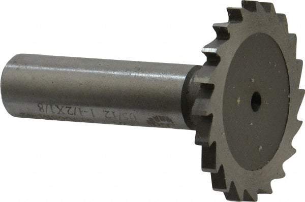 Whitney Tool Co. - 1-1/2" Diam x 1/8" Face Width, Cobalt, 20 Teeth, Shank Connection Woodruff Keyseat Cutter - Uncoated, 2-1/8" OAL x 1/2" Shank, Straight Teeth - Apex Tool & Supply