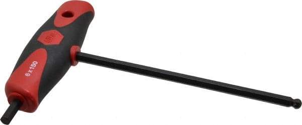 Wiha - 6mm Hex, T-Handle Cushion Grip, Hex Key - 150mm OAL, Metric System of Measurement - Apex Tool & Supply