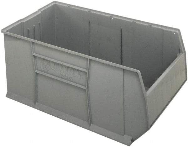 Quantum Storage - 175 Lb. Load Capacity, 41-7/8" Deep, Gray Polypropylene Hopper Stacking Bin - 17-1/2" High x 23-7/8" Wide x 41-7/8" Long - Apex Tool & Supply