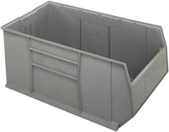 Quantum Storage - 175 Lb. Load Capacity, 41-7/8" Deep, Gray Polypropylene Hopper Stacking Bin - 17-1/2" High x 23-7/8" Wide x 41-7/8" Long - Apex Tool & Supply