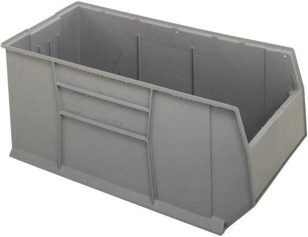 Quantum Storage - 175 Lb. Load Capacity, 41-7/8" Deep, Gray Polypropylene Hopper Stacking Bin - 17-1/2" High x 19-7/8" Wide x 41-7/8" Long - Apex Tool & Supply