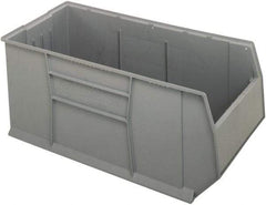Quantum Storage - 175 Lb. Load Capacity, 41-7/8" Deep, Gray Polypropylene Hopper Stacking Bin - 17-1/2" High x 19-7/8" Wide x 41-7/8" Long - Apex Tool & Supply