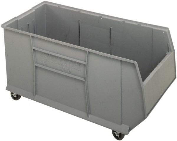 Quantum Storage - 175 Lb. Load Capacity, 41-7/8" Deep, Gray Polypropylene Hopper Stacking Bin - 17-1/2" High x 16-1/2" Wide x 41-7/8" Long - Apex Tool & Supply