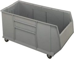 Quantum Storage - 175 Lb. Load Capacity, 41-7/8" Deep, Gray Polypropylene Hopper Stacking Bin - 17-1/2" High x 16-1/2" Wide x 41-7/8" Long - Apex Tool & Supply