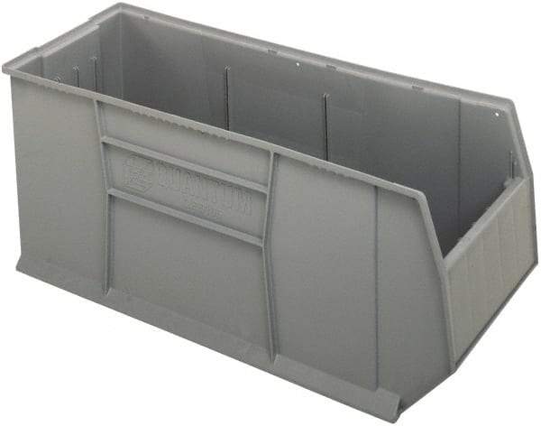 Quantum Storage - 175 Lb. Load Capacity, 41-7/8" Deep, Gray Polypropylene Hopper Stacking Bin - 17-1/2" High x 16-1/2" Wide x 41-7/8" Long - Apex Tool & Supply