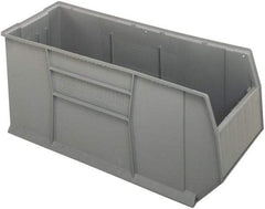 Quantum Storage - 175 Lb. Load Capacity, 41-7/8" Deep, Gray Polypropylene Hopper Stacking Bin - 17-1/2" High x 16-1/2" Wide x 41-7/8" Long - Apex Tool & Supply