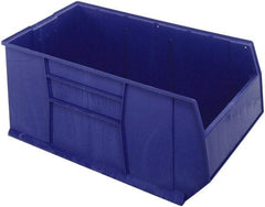 Quantum Storage - 175 Lb. Load Capacity, 41-7/8" Deep, Blue Polypropylene Hopper Stacking Bin - 17-1/2" High x 23-7/8" Wide x 41-7/8" Long - Apex Tool & Supply