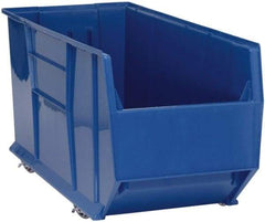 Quantum Storage - 175 Lb. Load Capacity, 41-7/8" Deep, Blue Polypropylene Hopper Stacking Bin - 17-1/2" High x 16-1/2" Wide x 41-7/8" Long - Apex Tool & Supply