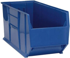 Quantum Storage - 175 Lb. Load Capacity, 41-7/8" Deep, Blue Polypropylene Hopper Stacking Bin - 17-1/2" High x 16-1/2" Wide x 41-7/8" Long - Apex Tool & Supply
