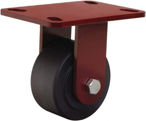 Hamilton - 4" Diam x 2" Wide x 5-5/8" OAH Top Plate Mount Rigid Caster - Nylon, 2,000 Lb Capacity, Sealed Precision Ball Bearing, 4-1/2 x 6-1/2" Plate - Apex Tool & Supply