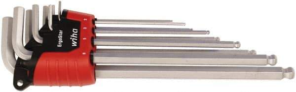 Wiha - 9 Piece L-Key Ball End Hex Key Set - Hex Range 1.5 to 10mm - Apex Tool & Supply