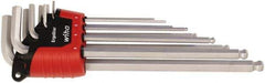 Wiha - 9 Piece L-Key Ball End Hex Key Set - Hex Range 1.5 to 10mm - Apex Tool & Supply