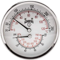 Winters - 3" Dial, 1/2 Thread, 0-100 Scale Range, Pressure Gauge - Center Back Connection Mount, Accurate to 0.03% of Scale - Apex Tool & Supply