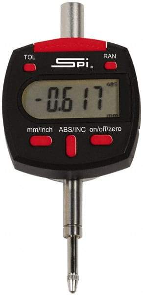 SPI - 0 to 1 Inch Range, 0.00005 Inch Resolution, Electronic Drop Indicator - Lithium Battery - Apex Tool & Supply