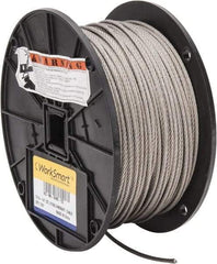 Value Collection - 500' Long, 1/8" Diam, Aircraft Cable - 1,780 Lb Breaking Strength, Material Grade 316, 7 x 19 Strand Core - Apex Tool & Supply