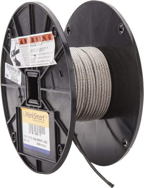 Value Collection - 100' Long, 1/8" Diam, Aircraft Cable - 1,780 Lb Breaking Strength, Material Grade 316, 7 x 19 Strand Core - Apex Tool & Supply