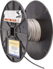 Value Collection - 50' Long, 1/8" Diam, Aircraft Cable - 1,780 Lb Breaking Strength, Material Grade 316, 7 x 19 Strand Core - Apex Tool & Supply