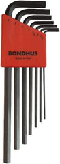 Bondhus - 7 Piece L-Key Ball End Hex Key Set - Hex Range 1.5 to 6mm, 8-3/4" OAL, Protanium High Torque Steel - Apex Tool & Supply